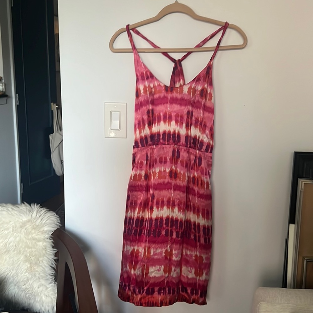 Banana Republic Silk Tank Pink Tie Dye Dress